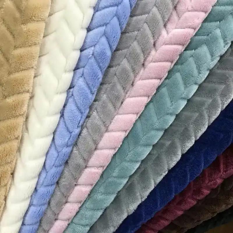 Latest Fashion Wave Design Fabric Different Colors Flannel Fabric For Blanket Sleepwear